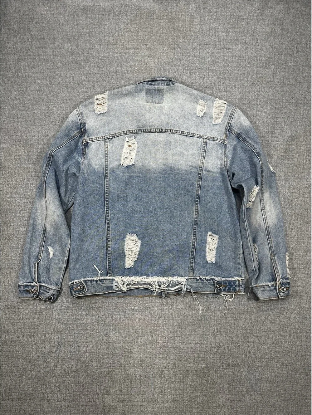 Distressed Denim Size S Fits M Jacket Wash Ripped Jean Jacket